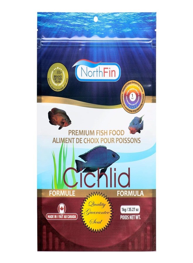 Northfin Cichlid Formula Fish Food - Slow Sinking Pellets for Cichlids (1mm, 1kg) | Premium High-Protein, All-Natural Cichlid Diet to Enhance Color & Growth - No Fillers, No Hormones, Made in Canada - Image 1